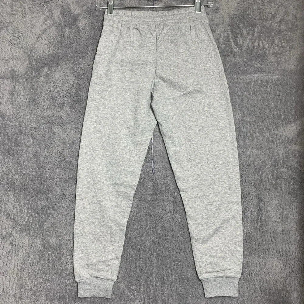 Justice Jogger Sweatpants Girls Size 10 Gray Glitter Logo Flower Graphic NWT